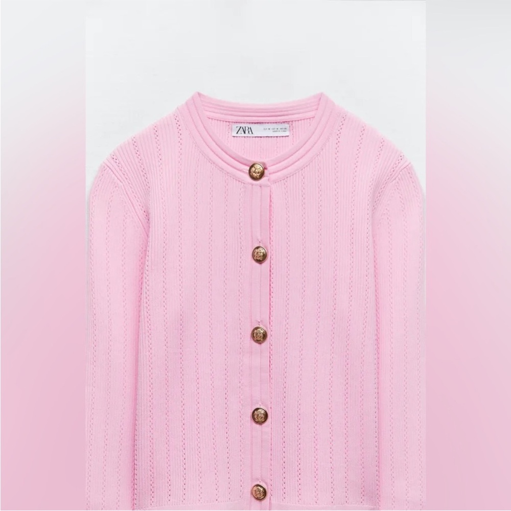 Zara Pink Cardigan with Gold Buttons - Picture 10 of 13